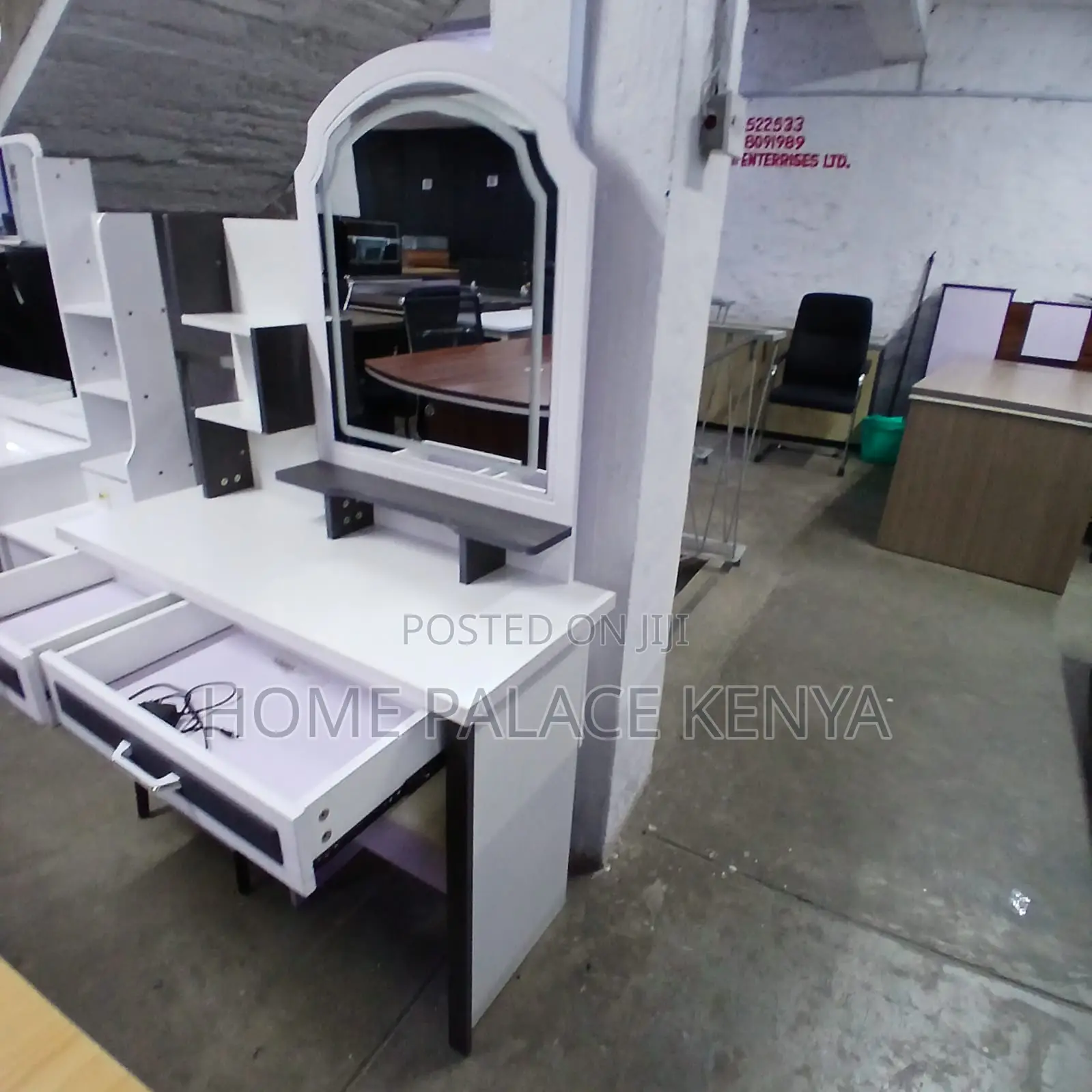 Vanity Table: White and Grey Dressing Table With Led Mirror
