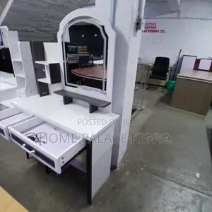 Vanity Table: White and Grey Dressing Table With Led Mirror