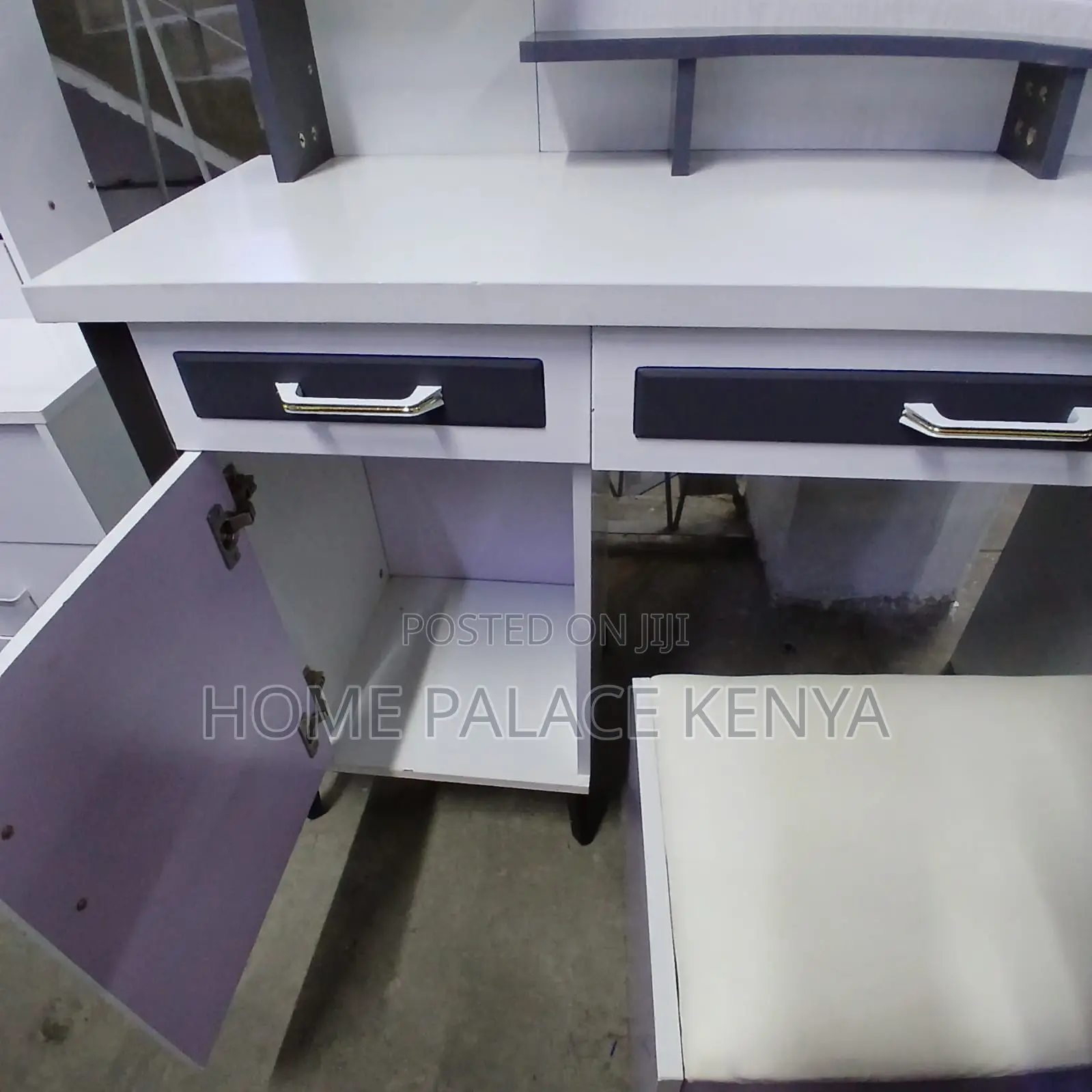 Vanity Table: White and Grey Dressing Table With Led Mirror