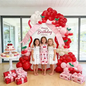 Cherry Birthday Decorations Red Pink White Balloons for Shes