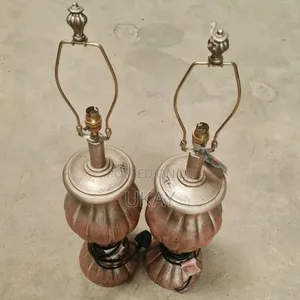 2-Glazed Ceramic Urn Table Lamp Multicolor Gold Brown.