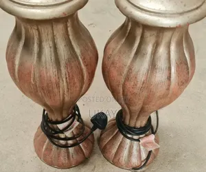 2-Glazed Ceramic Urn Table Lamp Multicolor Gold Brown.