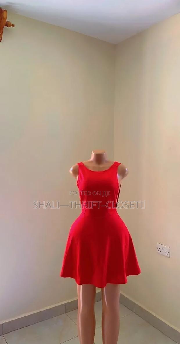 ​Elegant Backless Skater Mini Dress – Vibrant Hot Red / Size S/M