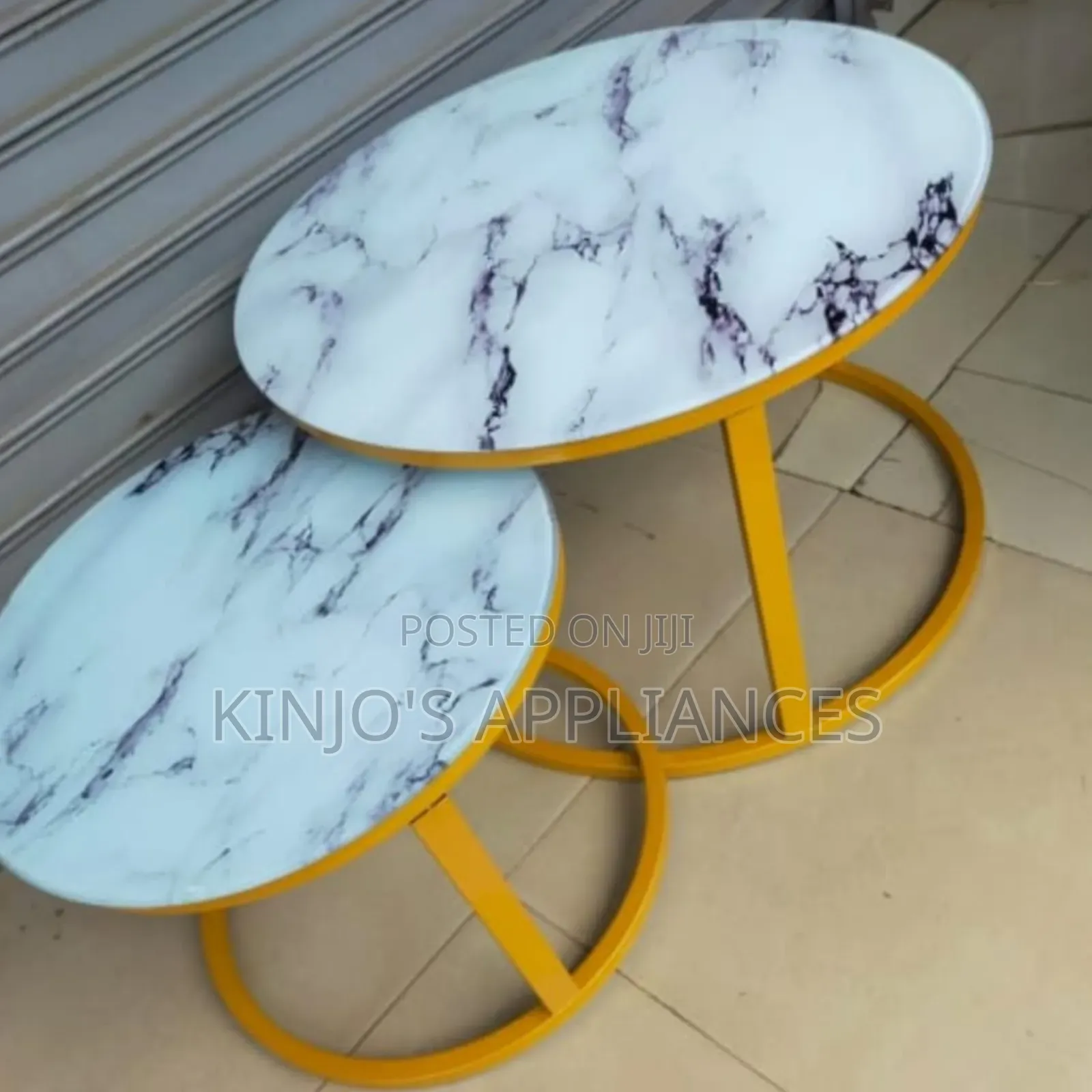 Glass Top Nesting Tables(Marble Effect) A2