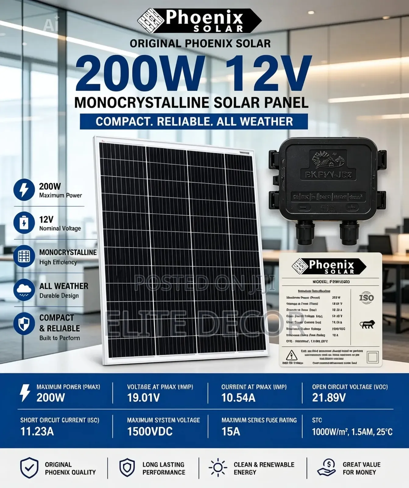 Phoenix 200w 12v Monocrystalline Solar Panel – High Efficiency Solar