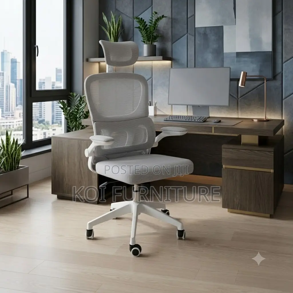 Office Chairs; White Recliner Fabric Office Chair With Adustable Arms
