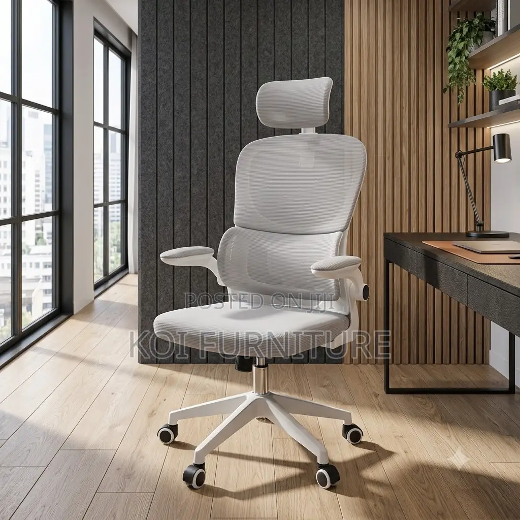 Office Chairs; White Recliner Fabric Office Chair With Adustable Arms