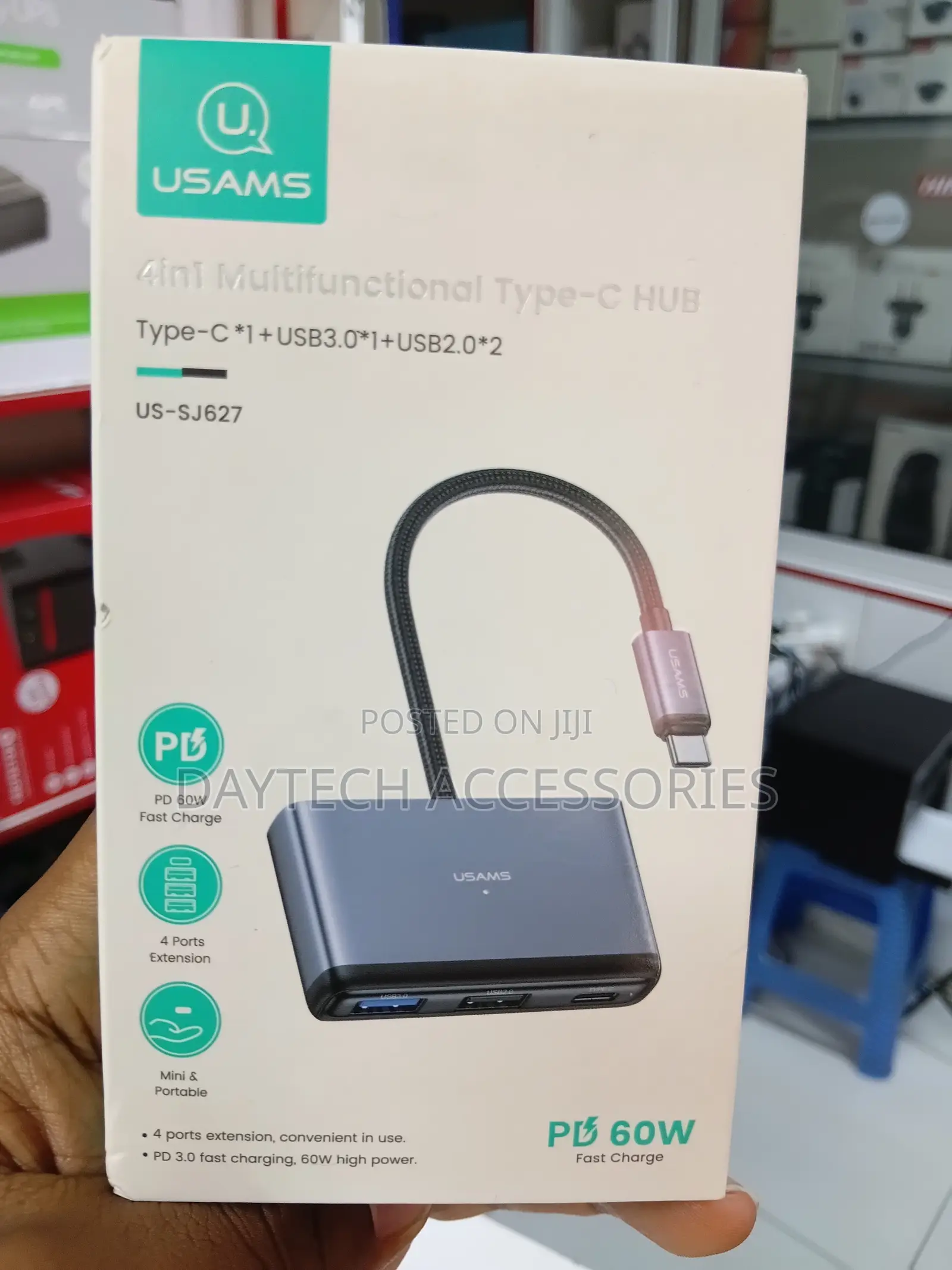 Usams Us-Sj627 4 in 1 Type-C Multifunctional Docking Station Hub