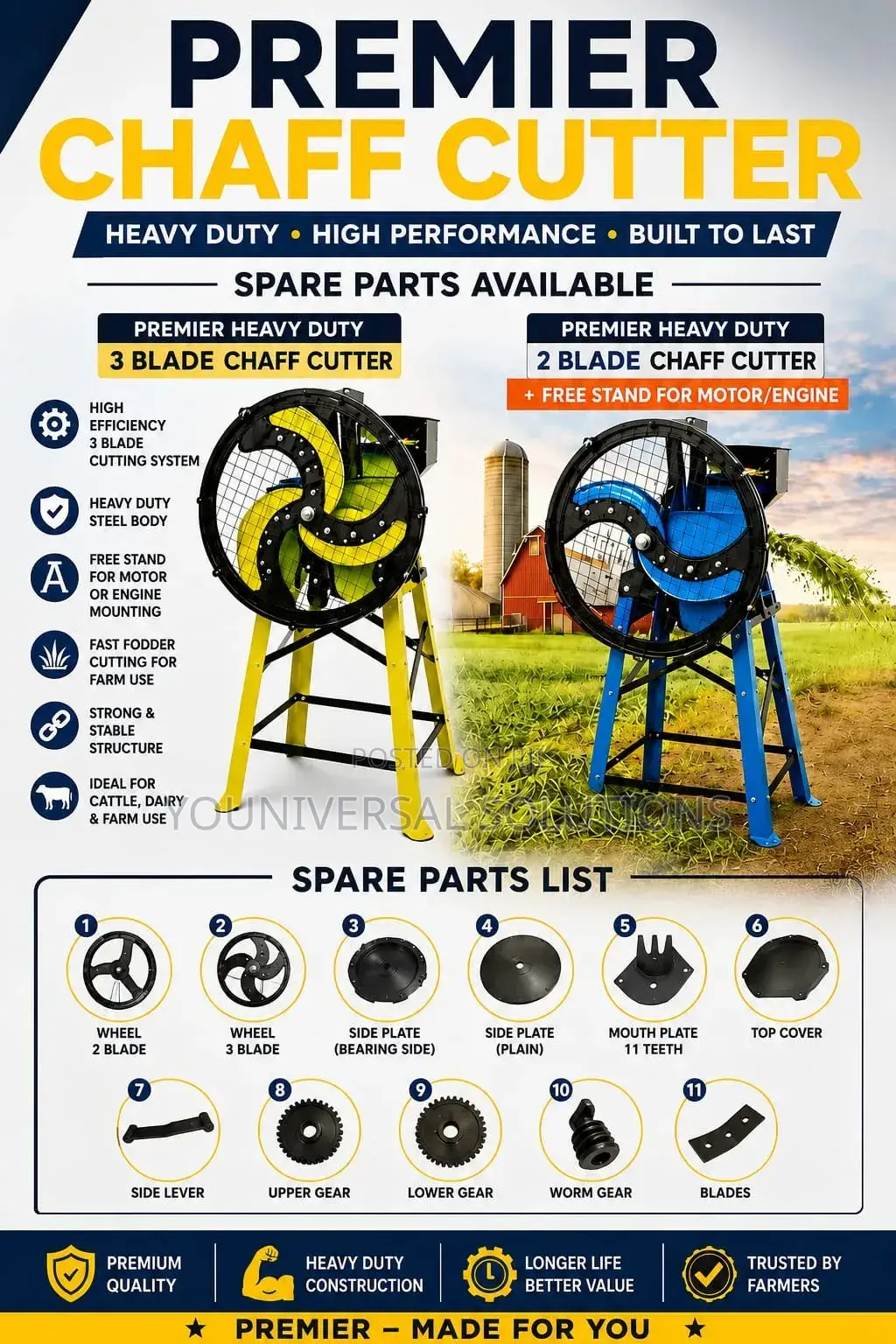 Heavy Duty Chaff Cutter ; 2 Blades