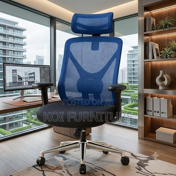 Office Chairs; Ergonomic Office Chair With Blue Style Backrest - main view