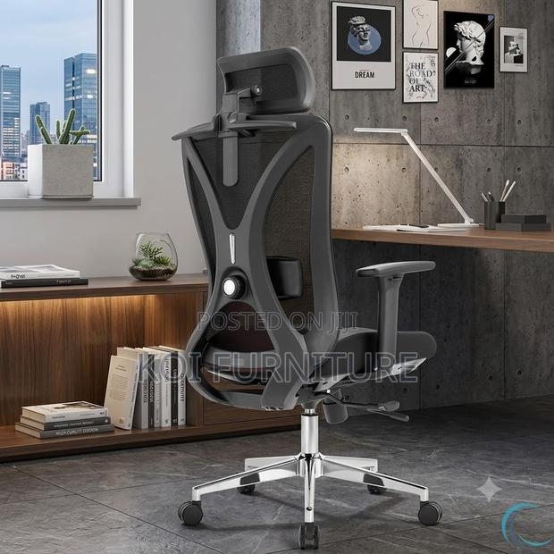 Office Chairs; Ergonomic Office Chair With Blue Style Backrest - thumbnail 5