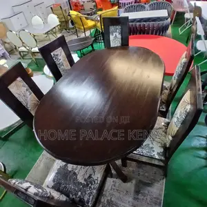 Dining Set: Premium Wood Dining Set With Flowered Fabric Upholstery