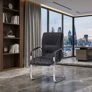 Office Chairs; Leather Visitors Chair With Sled Leg