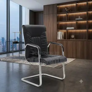 Office Chairs; Leather Visitors Chair With Sled Leg