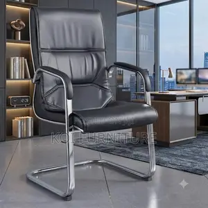 Office Chairs; Leather Visitors Chair With Sled Leg
