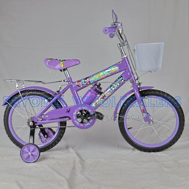 Purple Fuwa Kids Bicycle 16 Inch With Basket Training Wheels