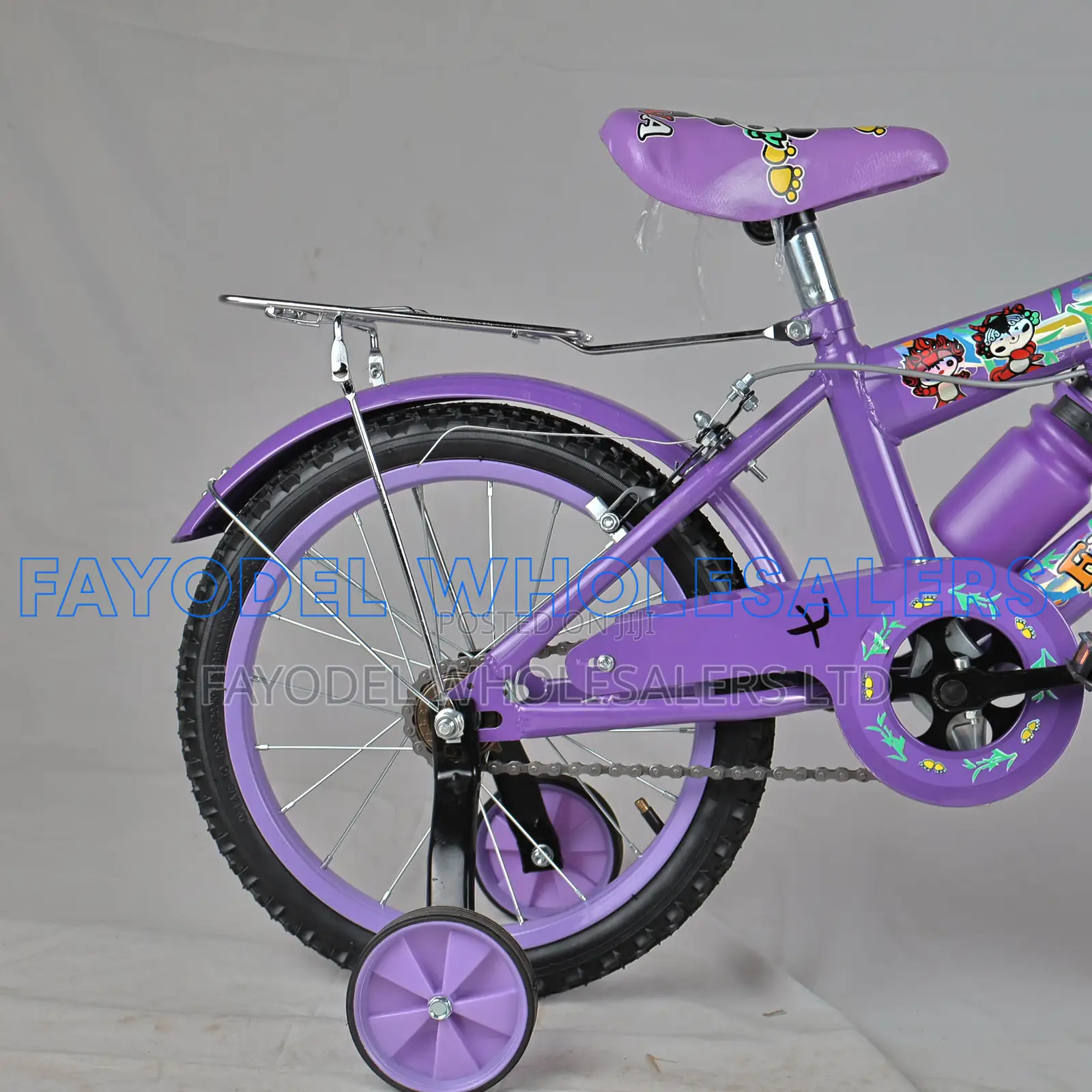 16 Inch Purple Children's Bicycle With Basket Rear Carrier