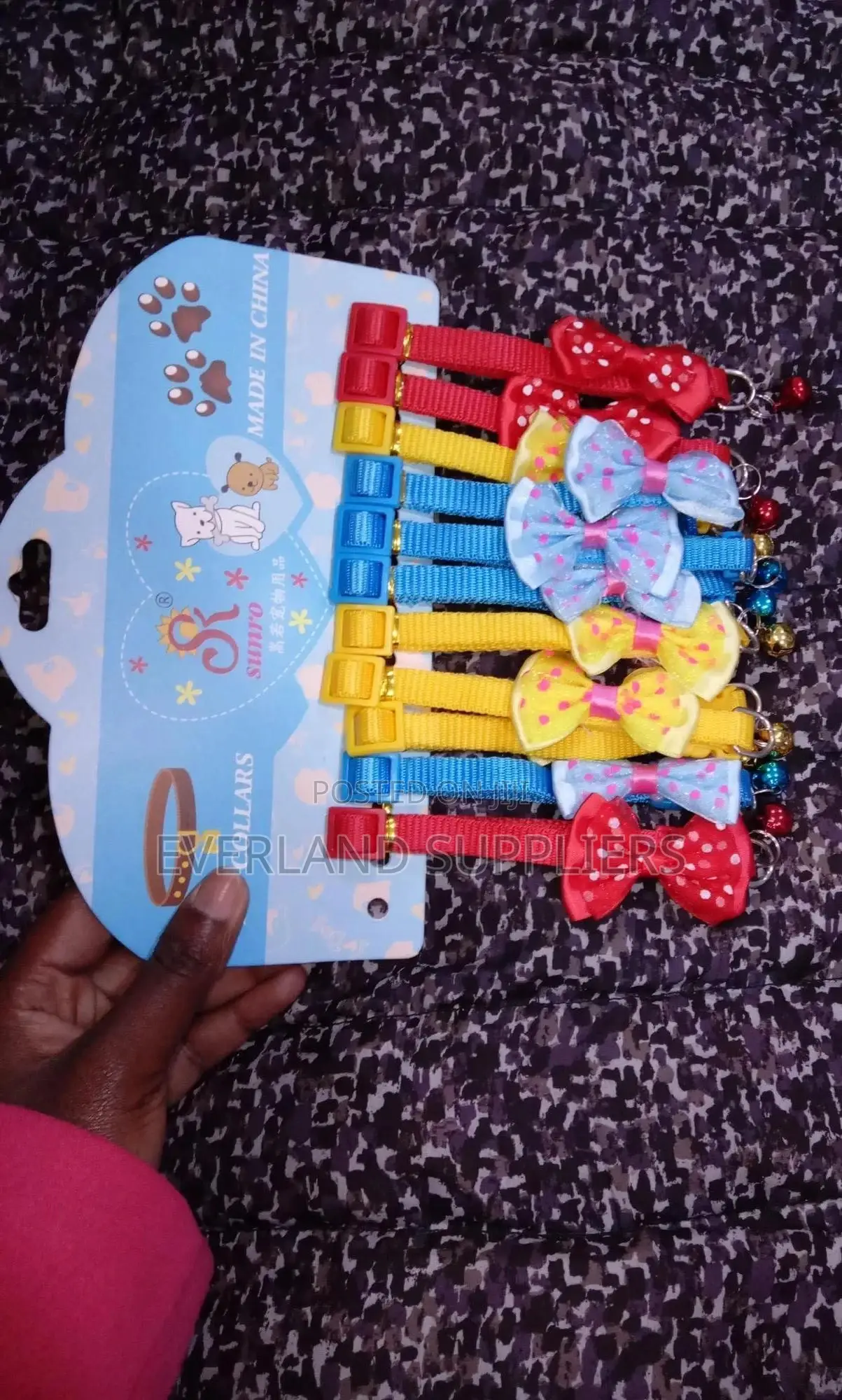 Adjustable Pet Collars With Bows and Bells Each