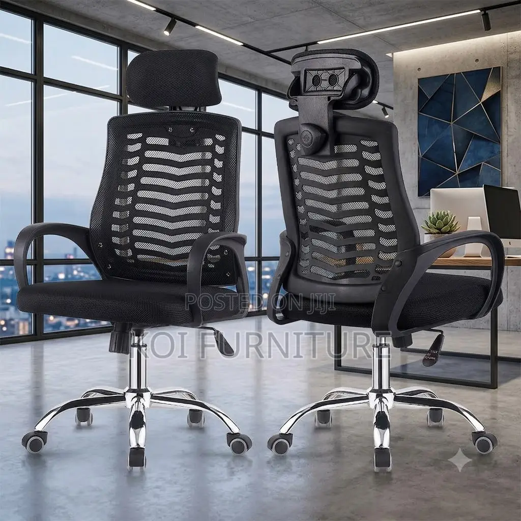 Office Chairs; Ergonomic Headrest Chair With Armrests