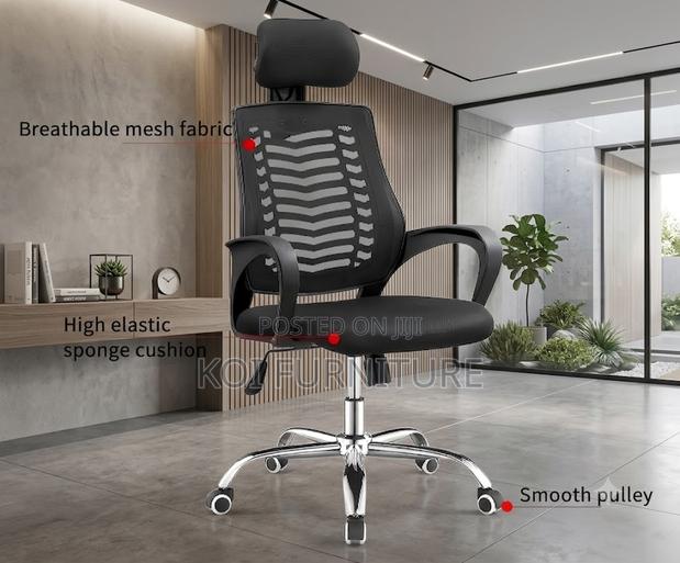 Office Chairs; Ergonomic Headrest Chair With Armrests - thumbnail 2