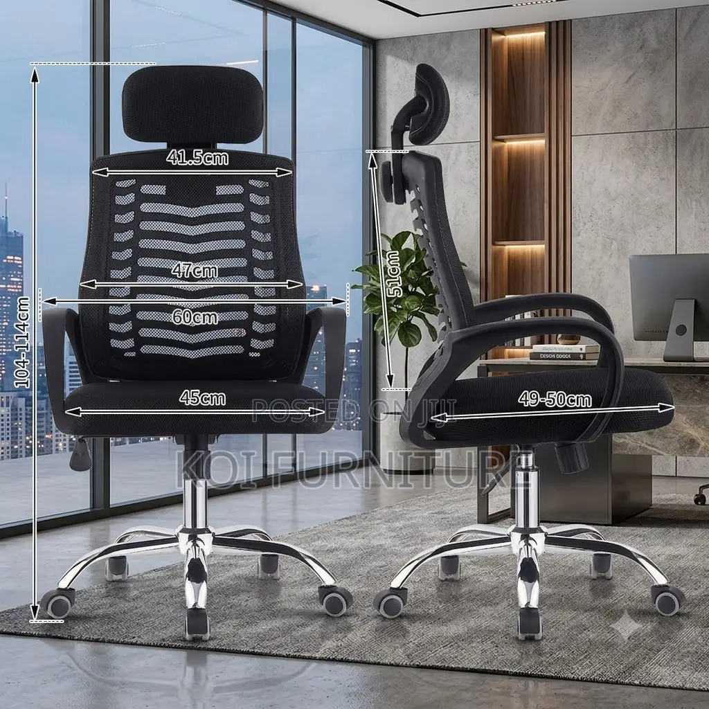 Office Chairs; Ergonomic Headrest Chair With Armrests