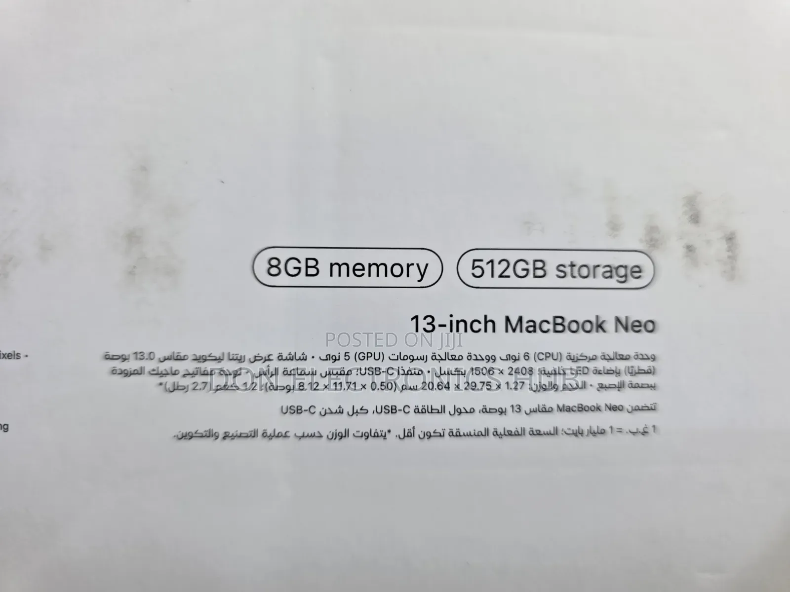 New Laptop Apple MacBook Neo 2026 8GB SSD 512GB