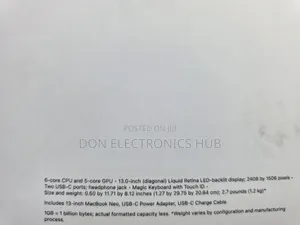 New Laptop Apple MacBook Neo 2026 8GB SSD 512GB