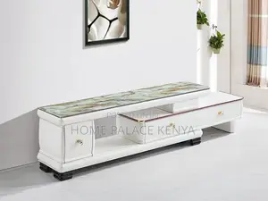 Tv Stand: Marble Extending Contemporary Media Unit