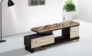 Tv Stand: Marble Extending Contemporary Media Unit