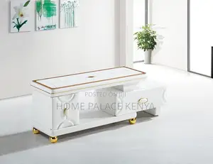 Tv Stand: Marble Extending Contemporary Media Unit