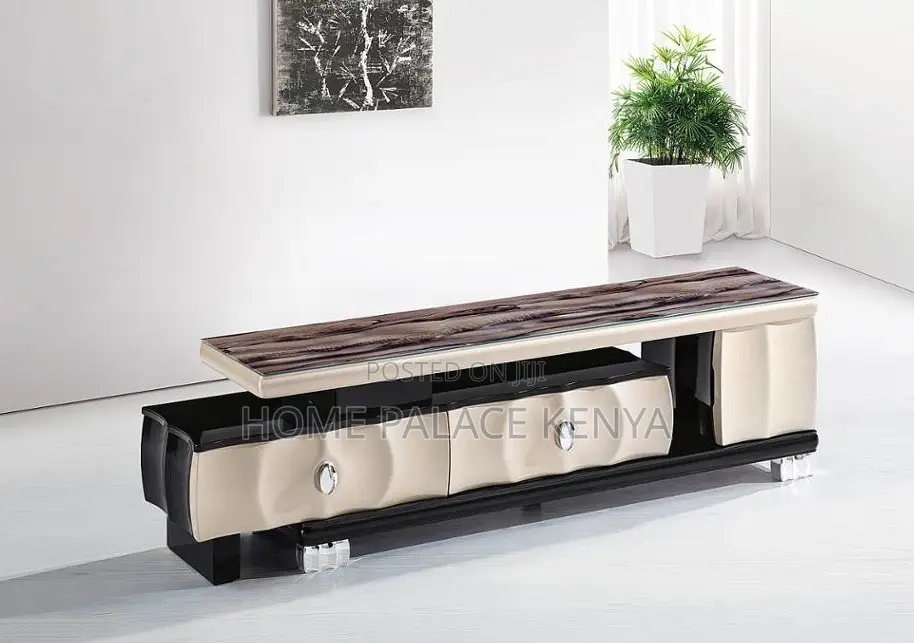 Tv Stand: Marble Extending Contemporary Media Unit
