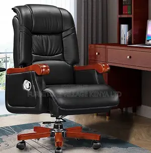 Executive Leathered Chair With Wooden Handrest