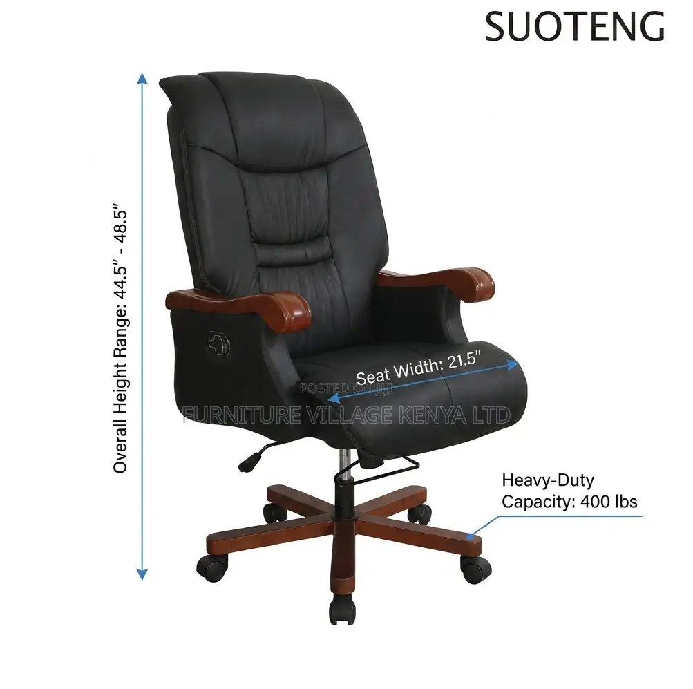 Executive Leathered Chair With Wooden Handrest