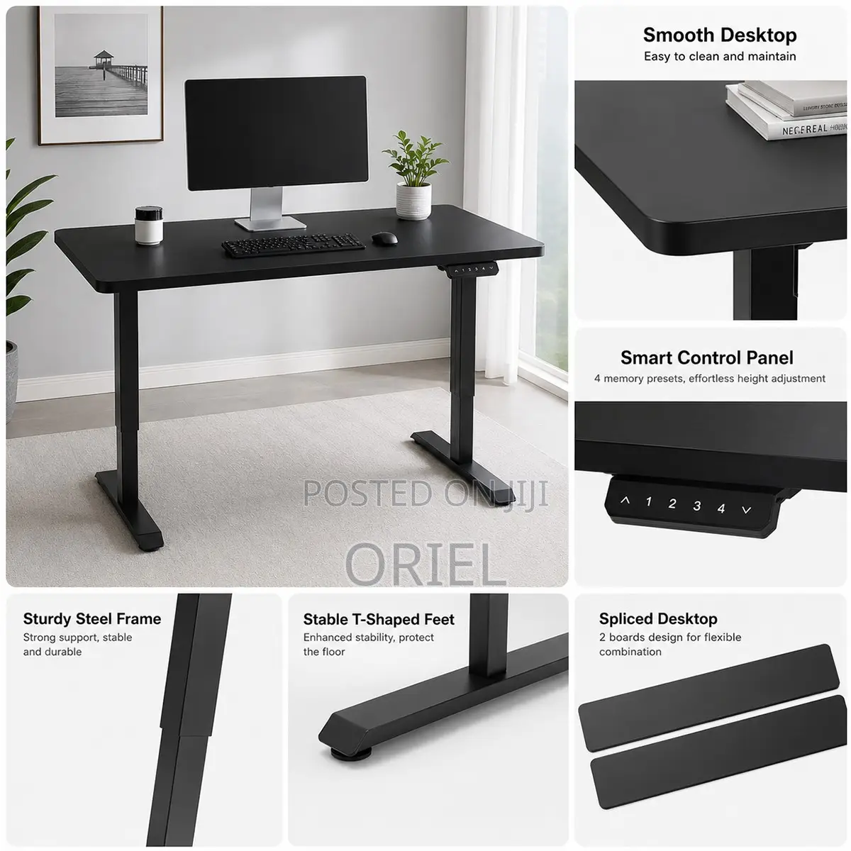 Office Desk : Black 120cm Computer Desk