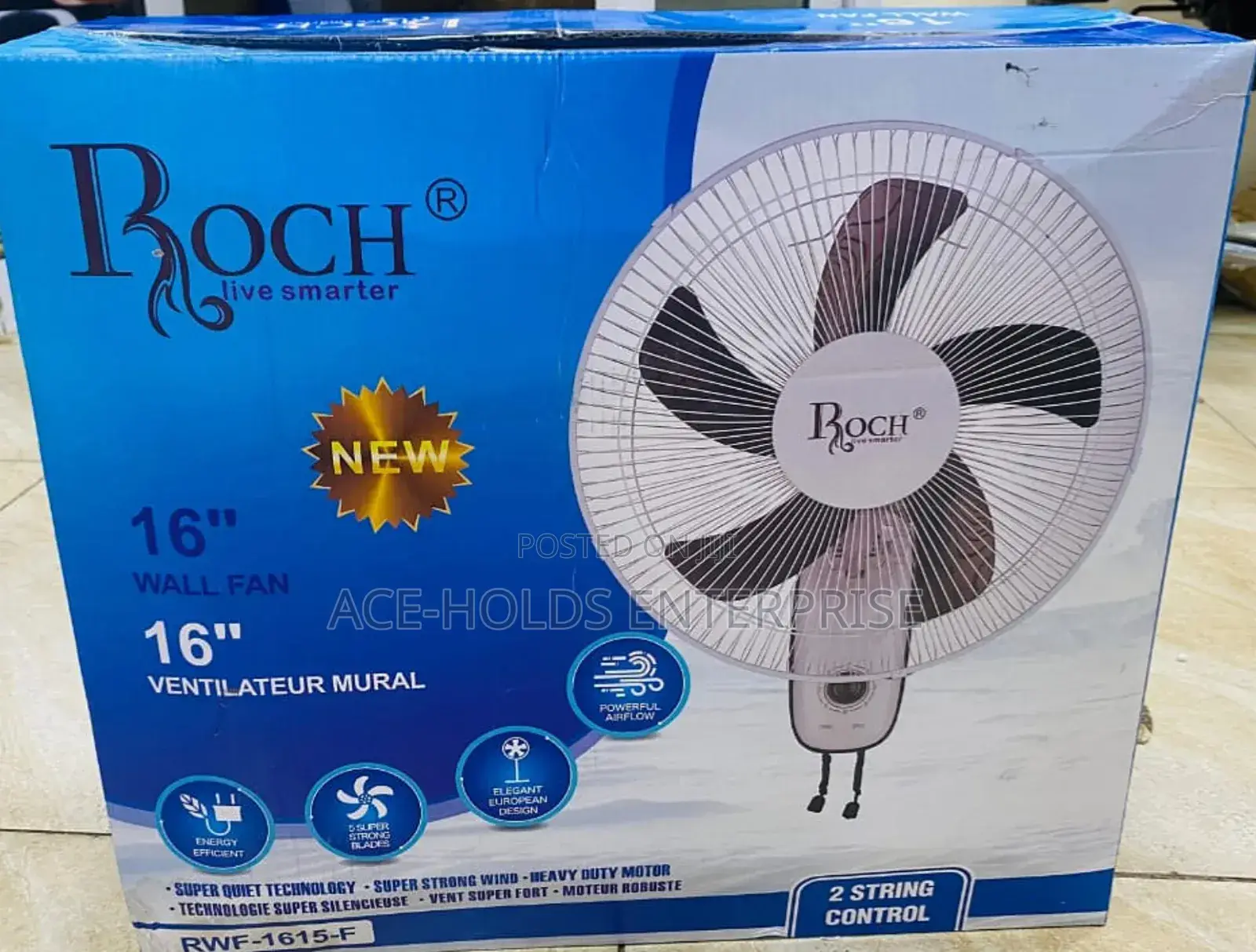 Roch 16’ Wall Fan (Rwf-1615-F) - 2 String Control