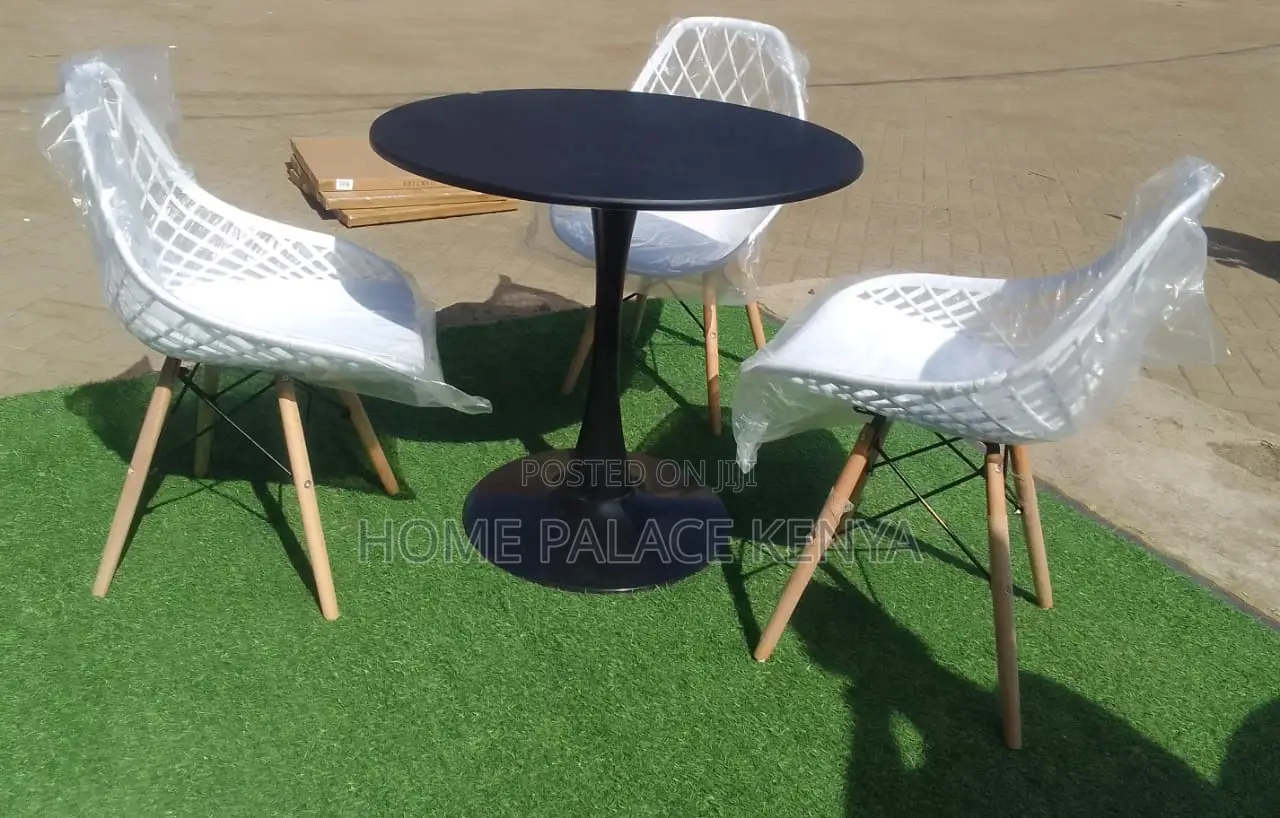 Balcony Set: Round Table Set With Mesh Back Eames Chairs
