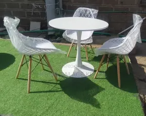 Balcony Set: Round Table Set With Mesh Back Eames Chairs