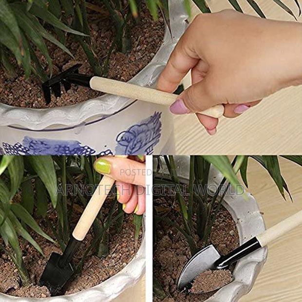 3 Pcs Mini Garden Tools Set With Small Trowel, Mini Shovel Hand Rake - thumbnail 3