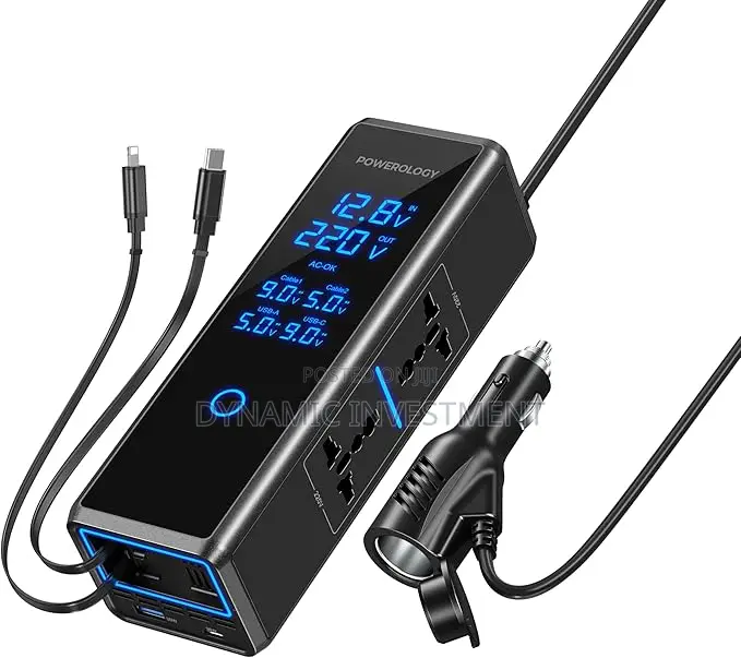 Powerology 300w Car Power Inverter 33w Pd With Retractable Cables