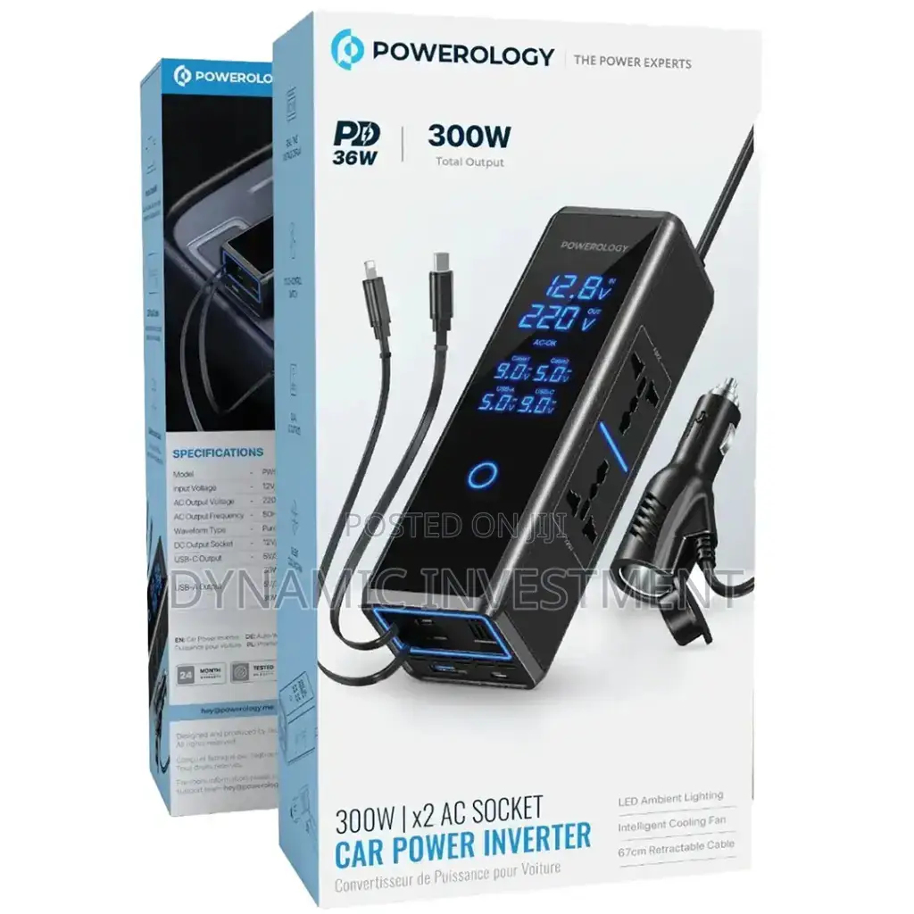 Powerology 300w X2 Ac Socket Car Power Inverter