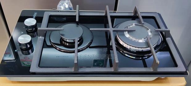 *Haier 2-Burner Built-in Cooker – Black Glass (Hob-S2f30bt) |
