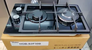 *Haier 2-Burner Built-in Cooker – Black Glass (Hob-S2f30bt) |