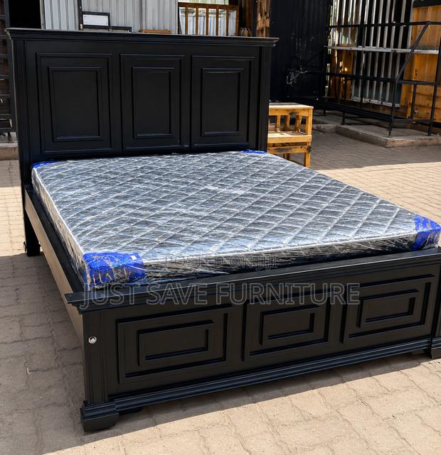 5x6 Solid Wooden Bed | Modern Hardwood Bed Frame - thumbnail 2