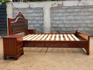 5x6 Solid Mahogany Wooden Bed With 2 Bedside Cabinets