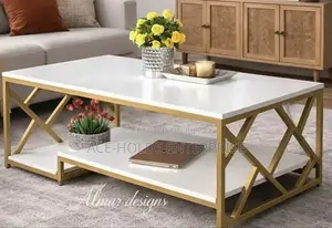 Zippy Elegant Durable MDF Coffee Table - Golden Frame
