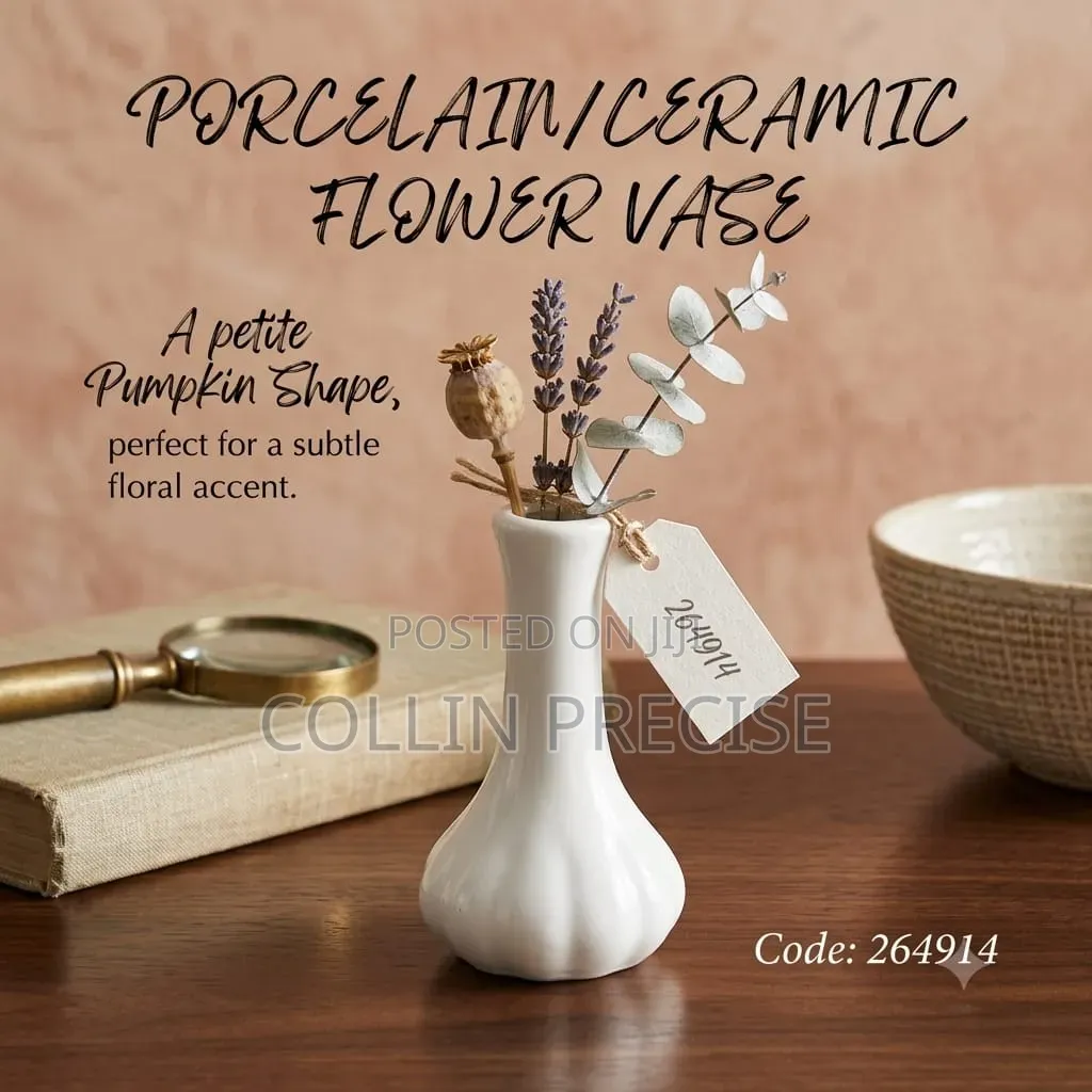 Porcelain Flower Vase  –Pumpkin Design