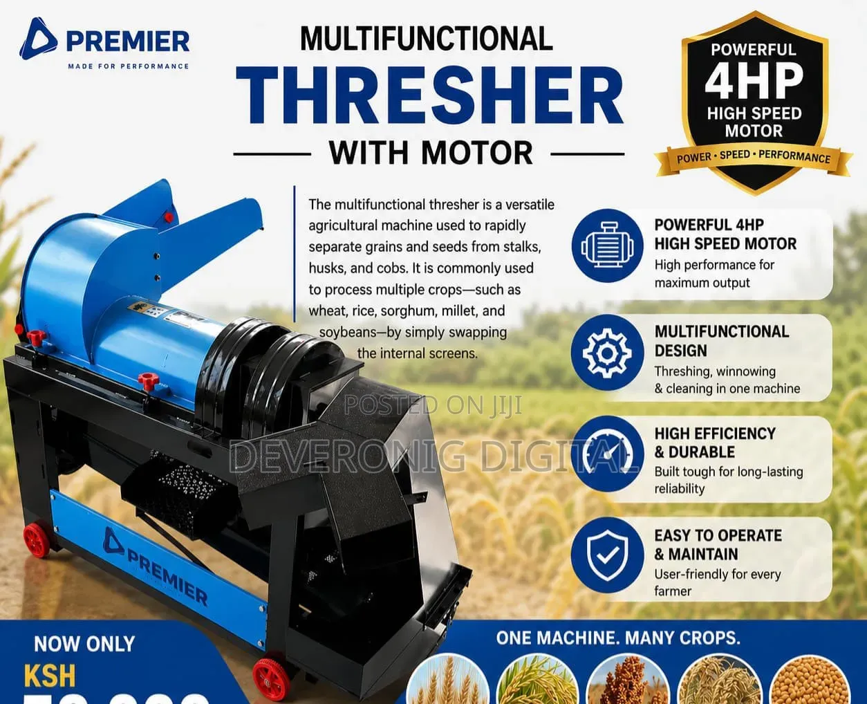 Premier Multifunctional Treasher 4hp Motors