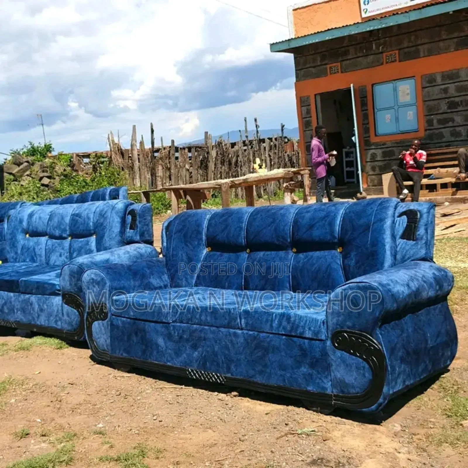 Blue Sofa Set