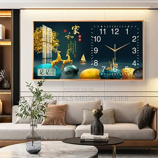 Elegant From 100x50cm Rectangular Crystal Porcelain Wall Clock Art