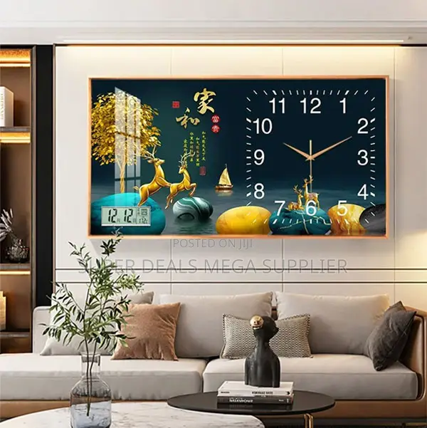 Elegant From 100x50cm Rectangular Crystal Porcelain Wall Clock Art